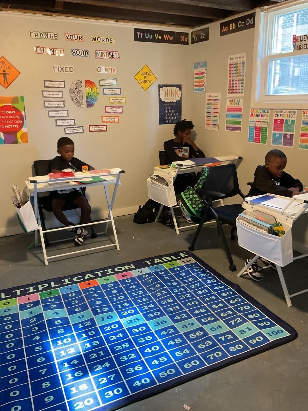 Children working at their desks